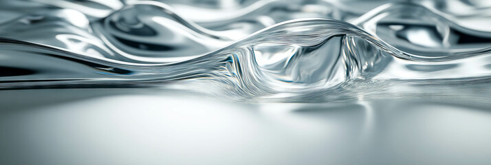 Poster - Thick transparent gel with smooth surface and gentle flow reflecting light in a serene setting