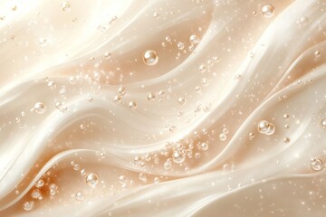 Poster - Gentle waves in pale beige intertwined with subtle bubbles evoke a soothing aesthetic suitable for design applications or serene atmospheres