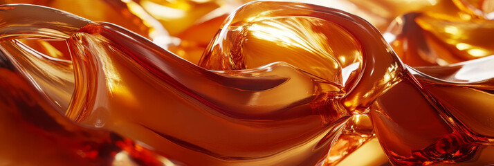 Poster - Thick transparent gel flows slowly with smooth reflective surface and bright light reflections