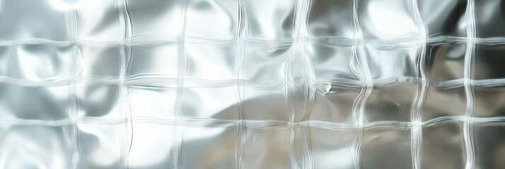 Poster - transparent plastic texture displaying distorted grid patterns with blurred background effects