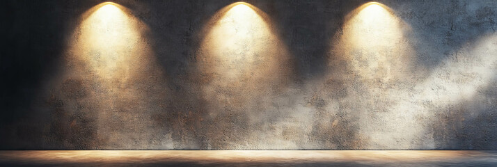 Poster - Texture of a grunge wall illuminated by bright lights creating depth and detail