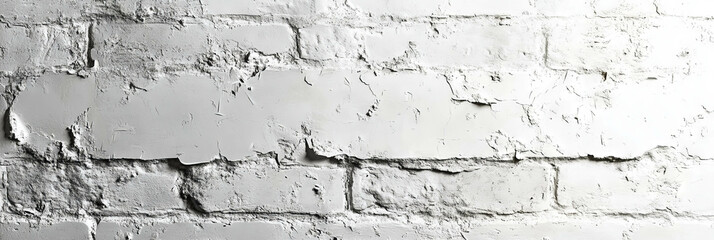 Poster - Textured white wall with detailed brick surface and grunge markings