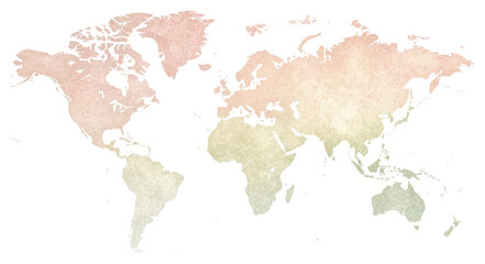  PNG Flat vector-style world map geographical colors design.
