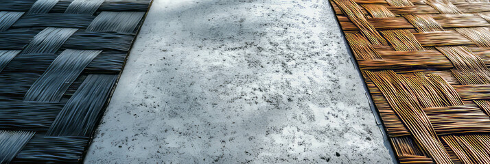 Poster - Textured surfaces showcasing woven nylon, anodized aluminum, and smooth concrete in natural light