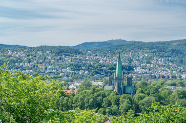 Wall Mural - Aerial view of Trondheim, Norway