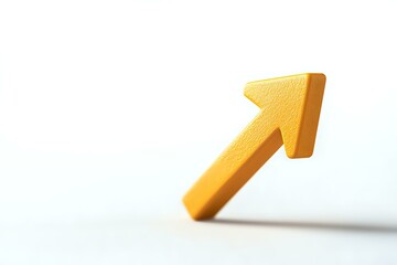 Poster - Yellow diagonal arrow pointing upward on white background, symbolizing growth, success, and positive direction in business and financial concepts.