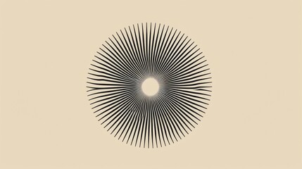 Aufkleber - Striking radial symmetry design with bold black spokes emanating from a central point on a beige background. Perfect for modern art projects or visual branding. AI generated.