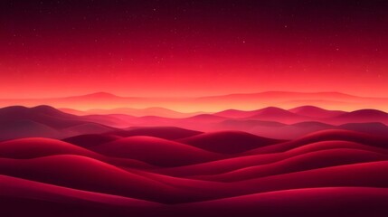 Wall Mural - Red desert landscape under starry night sky.