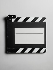 Poster - Movie production clapperboard placed on plain background used for directing film scenes during shooting process. Generative AI