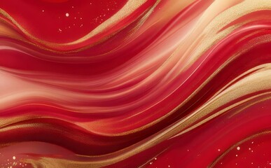 Wall Mural - Abstract red and gold swirling paint texture background.