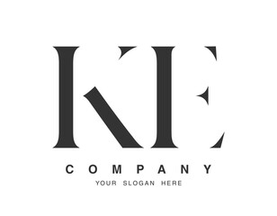 Wall Mural - KE logo design. Initial letter k and e serif font style. Creative classic company name typography. Trendy logotype or identity.