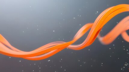 Sticker - Abstract orange ribbons flowing gracefully on a gray background with subtle sparkle.