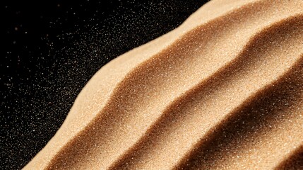 Poster - Smooth flowing beige and gold waves create elegant abstract curves against dark background, with shimmering glitter effect and soft gradient transitions.