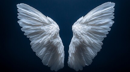 Canvas Print - White angel wings against dark background, freedom concept