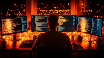 Poster - night coder: immersed in the glow of code
