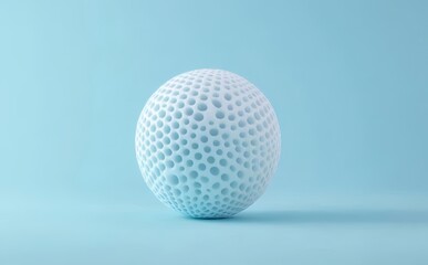 Wall Mural - Abstract white sphere with porous surface on light blue background.