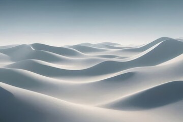 Wall Mural - Serene, undulating white sand dunes under a clear sky.