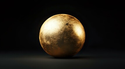 Poster - Golden sphere with textured metallic surface on dark background, luxury minimal design element for premium product presentations and abstract compositions.