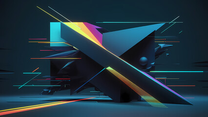 Poster - A Modern Abstract Background Design Is Minimal Focusing On Geometric Shapes, Lines, and Triangles - Digital Art