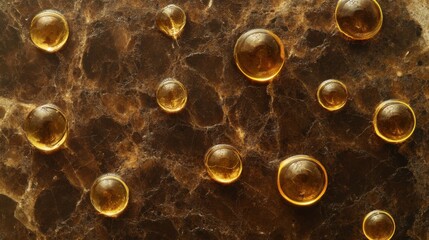 Poster - Golden Droplets on Dark Marble Surface with Abstract Texture