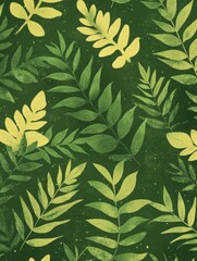 Wall Mural - Yellow-Green Leaf Pattern Wallpaper