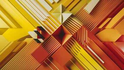 Poster - An Abstract Background Is Composed of Geometric Shapes, Including Triangles, Squares, Stripes, and Lines, Which Interact and Overlap With One Another - Digital Art