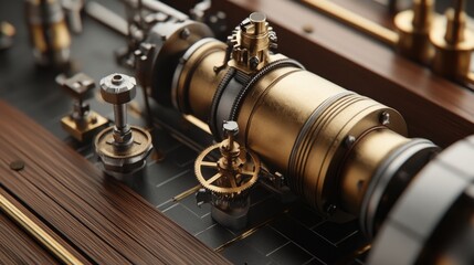 Poster - A close-up of a high-performance high-pressure water pump with brass fittings and robust motor.