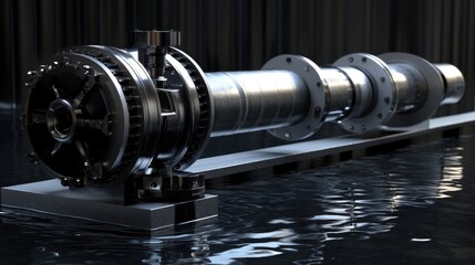 Poster - A gas-powered high-pressure water pump with a powerful motor and protective steel casing.