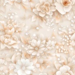 Wall Mural - Elegant beige floral pattern background.