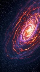 Wall Mural - Luminous galactic swirl rotating in deep cosmic expanse, surrounding starfield generating mesmerizing astronomical display of vibrant celestial energy and ethereal light movement