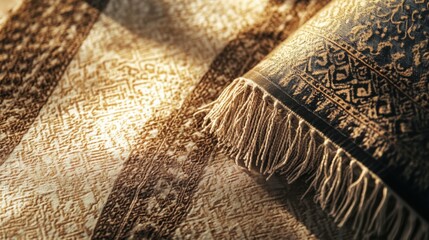 Poster - Elegant Textured Rug with Intricate Patterns and Warm Tones