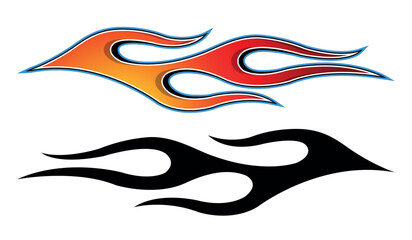 Wall Mural - burning tires and flames car decal vinyl sticker. racing car tribal fire flames vector art graphic.