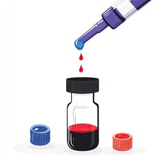 Aufkleber - Dropping blood sample into vial, lab setting