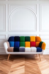 Poster - Minimalist white wall with a framed photo hanging in a contemporary interior setting