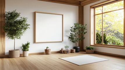 Poster - Bright room with large window indoor plant and natural light illuminating the space