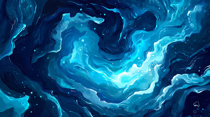 Sticker - Dark, swirling ocean depths, intense blue hues, marine, ripple. Sapphire Ocean Depths. Illustration