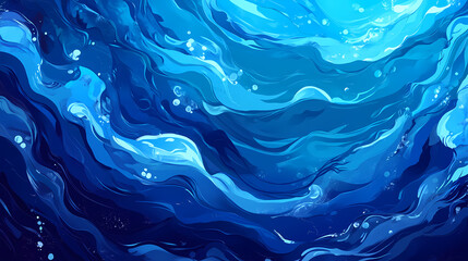 Sticker - Dark, swirling ocean depths, intense blue hues, marine, ripple. Sapphire Ocean Depths. Illustration