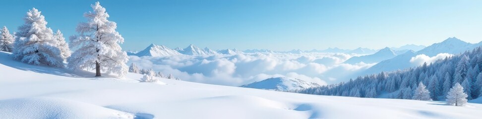 Poster - Vast, snow-covered landscape; clear winter sky ,  frozen,  vast,  background