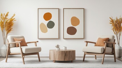 Poster - two chairs and a coffee table in a cozy room with natural light and decorative elements