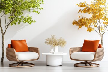 Poster - White wall with a framed photo hanging in a modern interior setting