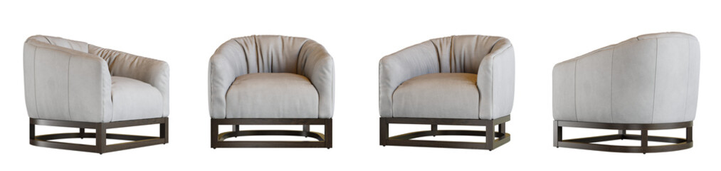 Aufkleber - Armchair set isolated on transparent background. 3D render. 3D illustration.
