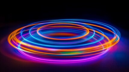 Poster - Colorful light trails swirl in a mesmerizing display during a nighttime art installation