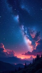 cosmic night scene with twinkling stars background, cosmos, night sky, celestial