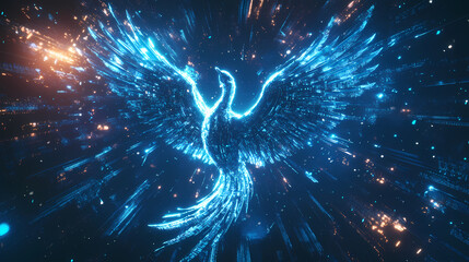 biomechanical phoenix rising flames