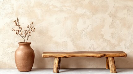 Poster - vase with a branch of a plant displaying natural beauty and simplicity in a well-lit environment