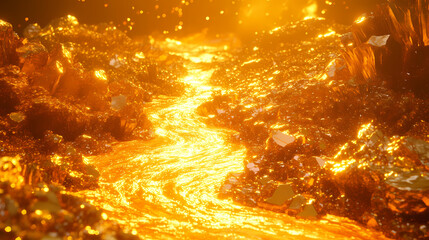 Poster - river molten gold flows