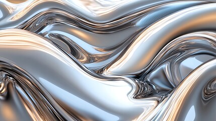 Poster - Waves of silver metal create a dynamic texture resembling flowing liquid in a modern artistic display