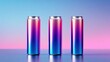 © Biancaart - Three iridescent aluminum cans on a colorful background