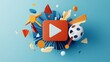 © Nguyen - Vibrant 3D Render of Play Button Surrounded by Abstract Shapes AI Generated