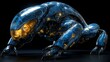© shikatso - Futuristic robotic creature crawling, dark background, studio shot, digital art, possible use as sci-fi illustration or gaming asset